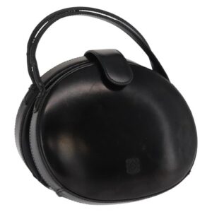 LOEWE Hand Bag Leather Black Gold Auth bs33105
