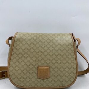 Celine Monogram Coated Canvas Leather Trim Messenger Bag