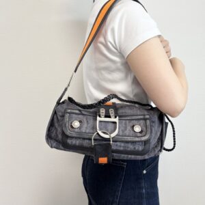 Christian Dior Shoulder Bag Flight Line Trotter Baby Orange D logo Metal