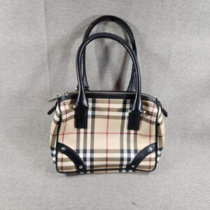DAMAGED HANDLES Burberry Nova House Check Bag Hand Bag Made in Italy