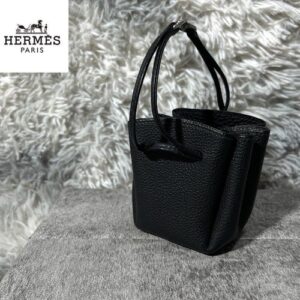 HERMES Vespa Pouch Mini Leather Black Handbag Rare Small Bag Italy