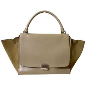 CELINE Trapeze Medium 2-Way Handbag Shoulder Bag in Beige Women USED