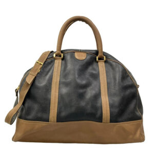 ENRIQUE LOEWE KNAPPE - Black Light Brown Leather Boston Bag