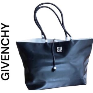 Givenchy Parfums Black Tote Shoulder Bag Logo Beads Tie Large