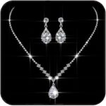 JAKAWIN Bride Silver Bridal Necklace Earrings Set Crystal Wedding Jewelry Set Rhinestone Choker Necklace for Women (Set of 3) (NK144-3), Free size, Brass, No Gemstone