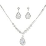 Bride Crystal Necklace Earrings Set, Rhinestone Choker Necklace Prom Costume Jewelry Bridal Wedding Jewelry Set for Women and Girls(3 piece set, Rhinestone, Crystal