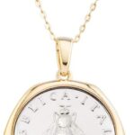 Miabella Italian 18K Gold over 925 Sterling Silver Genuine 2-Lira Bee Coin Medallion Pendant Necklace for Women 18 Inch Chain, Made in Italy