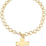 MQV Chunky Statement Gold Hammered Bold Two Tone Cross Heart Star Necklace Thick Chain Vintage Layered Chain Beaded Choker Stacks Paperclip Summer Beach Jewelry