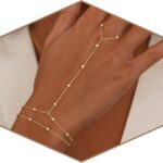 Gold Bracelets for Women Trendy, Dainty Gold Hand Chain Bracelet Stack 14k Gold Plated Finger Ring Bracelet Hand Chain Cz Layered Beaded Gold Bracelets for Women Non Tarnish Gold Jewelry Gift
