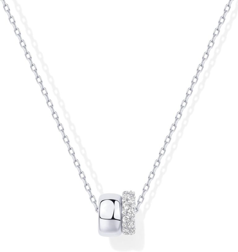 PAVOI 14K Gold Plated Cubic Zirconia Rondelle Pendant Necklace for Women | Two-Toned Dainty CZ Necklaces