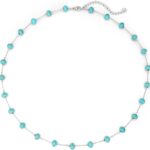 Created Turquoise Necklace for Women 14K Gold Plated Beaded Heart Choker Boho Necklaces Handmade Beach Summer Everyday Western Jewelry Gifts
