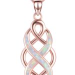 YFN Irish Celtic Knot Created Opal Pendant Necklace Sterling Silver Black Necklaces for Women Men 18″
