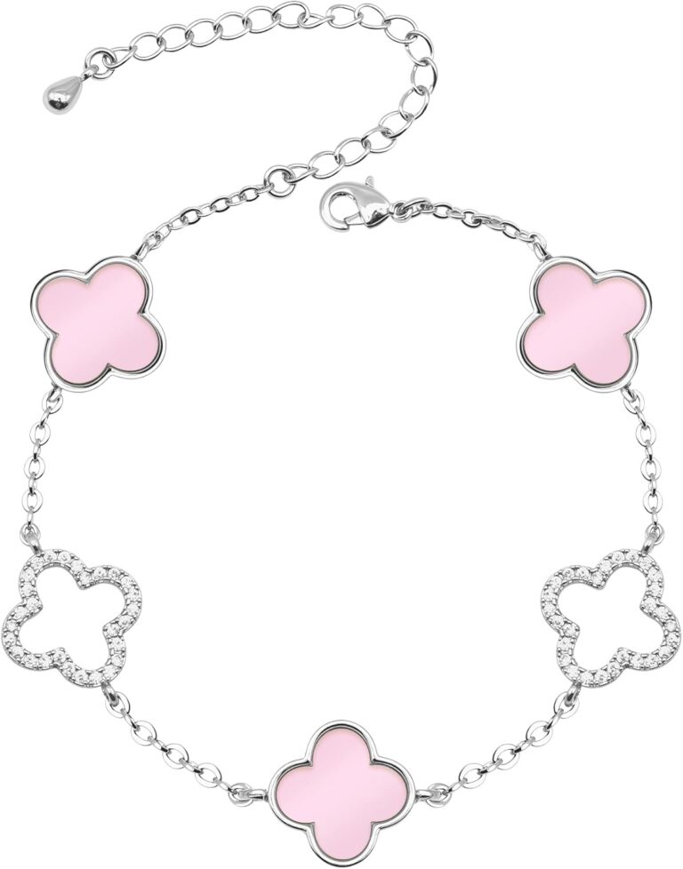 Clover Bracelet for Women 18k Gold Plated Silver Lucky Four Leaf Link Chain Bracelets Charm Trendy Jewelry Gifts for Women