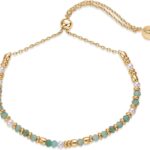 PAVOI 14K Gold Plated Colored Beads Bracelet for Women | Festival Cherry Quartz Amazonite Sodalite Moonstone Pearl Adjustable Slider Bracelet