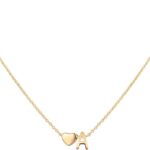 Glimmerst 18K Gold Plated Stainless Steel Tiny Heart Letter Necklace Personalized Monogram Name Necklace for Women, Metal, No Gemstone