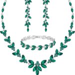 Wedding Jewelry Sets for Bride Bridesmaid Bridal Jewelry Set for Women Wedding Crystal Necklace Earrings Bracelet Set for Party Prom Jewelry