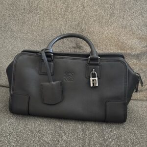 Loewe Amazona 28 Dark Brown Leather Top Handle Bag W/Lock And Key