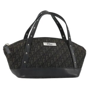 Christian Dior Street Chic Mini Trotter Canvas Bag Brown Silver Auth 182435A