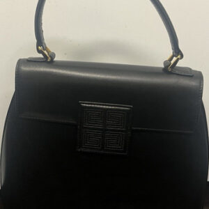 Givenchy Top Handle Bag Black Leather Gold Hardware Logo Accent Women