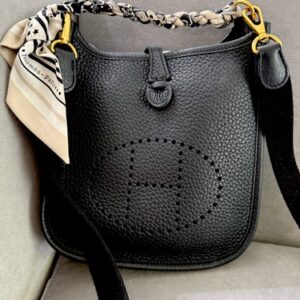Hermès Black Mini Evelyne TPM 16 Taurillon Clemence Palladium Hardware PHW