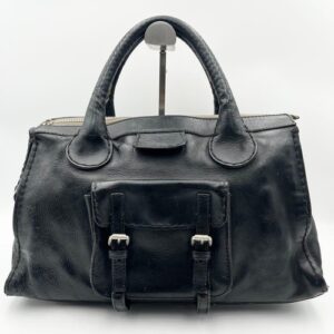 Authentic Chloe Edith Black Tote Bag Handbag Boston bag Women Leather Large