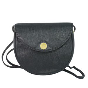Christian Dior Leather Shoulder Crossbody Bag Black Gold