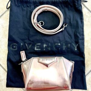 Givenchy Antigona Nano Pink/Rose Metalic Leather Mini Crossbody Bag Authentic