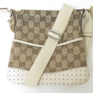 Authentic Gucci GG Canvas Leather Shoulder Messenger Bag Crossbody I#53114