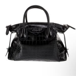 ⚡️Givenchy Small SOFT Antigona CROCODILE-Embossed Satchel BLACK Leather Bag⚡️
