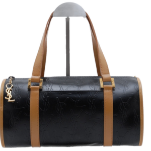 Yves Saint Laurent Vintage Cylinder Hand Bag Black Brown Leather Vintage