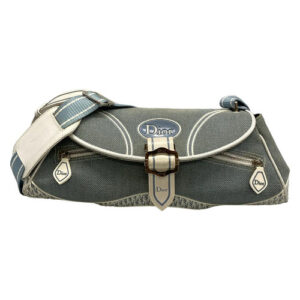 DIOR/ChristianDior Trotteur Light Blue White Canvas Rubber Shoulder Bag