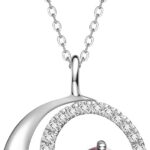 FANCIME 925 Sterling Silver Two Tone May Birthstone Moon Star Necklaces Created Emerald Jewelry Birthday Gifts for Women Her, Adjustable Chain 16″+2″…