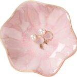 Ceramic jewelry dish, jewelry tray key tray,small ring dish holder Jewelry Plate trinket tray catchall tray nightstand decor for table room decor (Pink, 4.3 Inches)