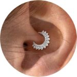 16G 8mm 10mm Daith Piercing Jewelry Surgical Steel,14k Gold Plated Septum Ring Clicker Cartilage Earrings for Women Hypoallergenic Cubic Zirconia Daith Jewelry Nickel Free Helix Conch Hoop