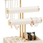 Abiglifty 3 Tier Necklace Holder Display, Beige