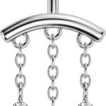 OUFER Vertical Helix Piercing Jewelry-16G Chain Clear CZ Pendant Hidden Helix Jewelry Flat Back Earring Vertical Rook Tragus Earrings