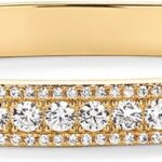 PAVOI 14K Gold Plated Cubic Zirconia Princess Cut Bangle Bracelet for Women | Classic Love Cuff CZ Stones Bracelet Jewelry