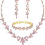 Wedding Jewelry Sets for Bride Bridesmaid Bridal Jewelry Set for Women Wedding Crystal Necklace Earrings Bracelet Set for Party Prom Jewelry