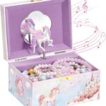 ProCase Kids Music Box for Girls, Musical Jewelry Box with Spinning Unicorn Doll, Unicorn Gifts for Little Girls Ages 3-10 -Pink (Box Only)
