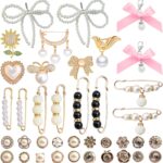 Shoes Charms for Sneakers Socks Hat Dress, Pearl Bow Stylish Shoe Decoration for Women, Brooch Pins Buttons for Clothes, Key Chain Clip Accessories Sunflower