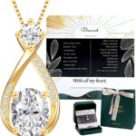 Necklace Gift for Anniversary Birthday: 2ct Oval Infinity Pendant 14k Gold necklace for women – Anniversary Birthday Valentine Love for Wife, Girlfriend – Adjustable Hypoallergenic Daily Wear Jewelry with Gift Box