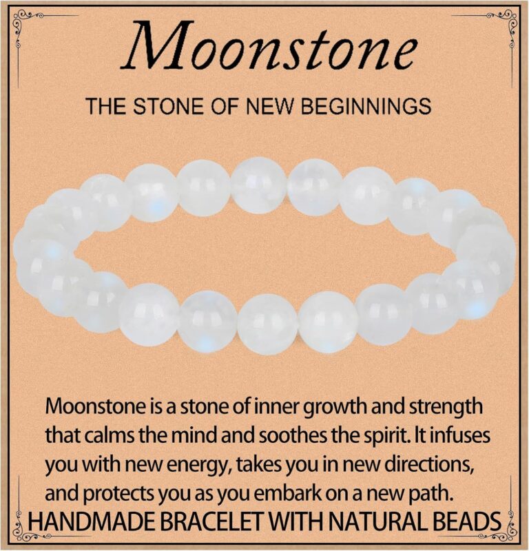 LPBeads Handmade Natural Gemstone Stretch Elastic Bracelet Healing Crystal Round Stone Beads Jewelry Gifts for Women Men