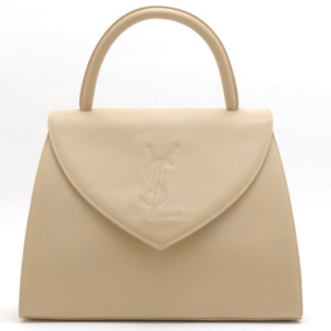 Yves Saint Laurent YSL Hand Bag Ivory Leather Top Handle Vintage Authentic