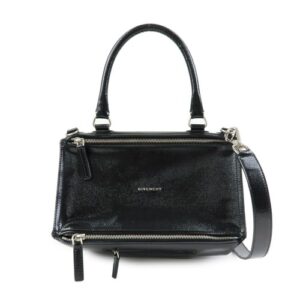 GIVENCHY Pandora Patent Leather 2Way Shoulder Bag Hand Bag Black Auth Used F/S