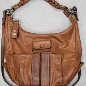 CHLOE Heloise Large Hobo Bag Shoulder Crossbody Brown Tan Leather Braided Strap