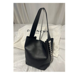 Givenchy Black Bucket Bag, Silver Chain Hardware, Removable Pouch, Dust Bag