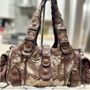 Chloé Nile Small Python Print Crossbody Bag Embossed Leather Made in Italy