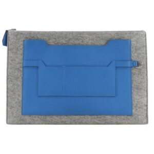 HERMES Too Doo 37 Clutch bag Blue Zanzibar Blue / gray felt/Epsom unisex
