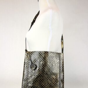 Burberry Pilgrim Tote Metallic Grey Nova Check Canvas Leather Satchel Bag