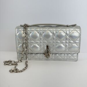 Christian Dior My Dior Mini Bag Iridescent Metallic Silver Top Handle Crossbody